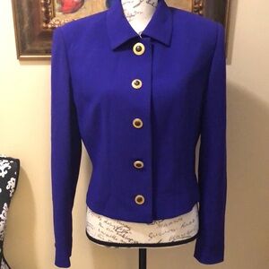 💜 Carlisle Vintage classic collar button down lined long sleeve wool jacket